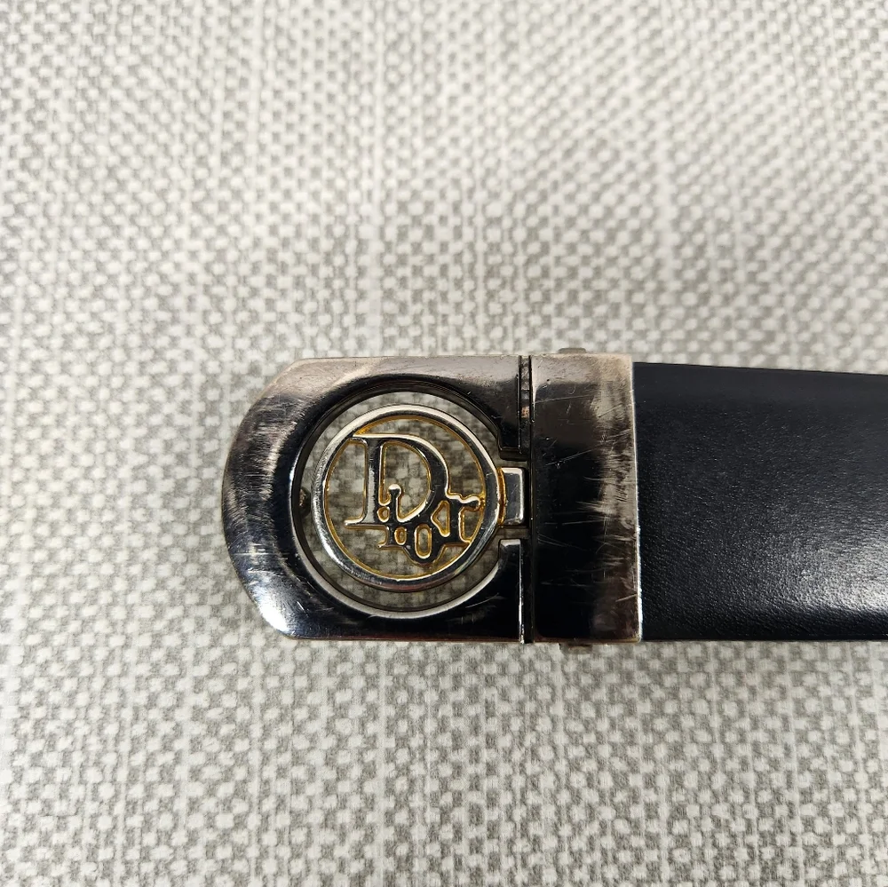 Dior Vintage Size 34 reversible leather belt black brown